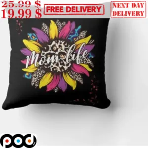 Mom Life Sunflower Nature Lover Leopard Pillow