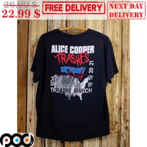 Alice Cooper Trashes Detroit Fox Theatre March Vintage Shirt