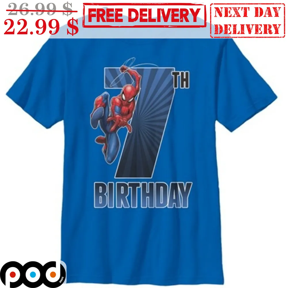 Happy Birthday 7Th Spider Man Marvel Super Hero Comic Shirt
