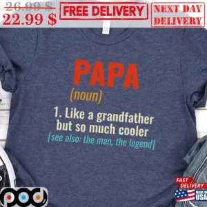 Papa Noun Like A Grandfather But So Much Cooler Vintage Shirt