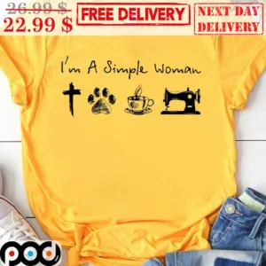 I'm A Simple Woman God Dog Coffee Sewing Machine Vintage Shirt