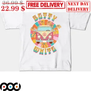 Betty White Car Golden Girls Sunset Flower Vintage Shirt