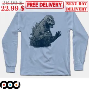 Godzilla King Of The Monsters Vintage Long Slevee