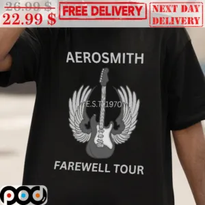 Aerosmith Parewell Tour EST 1970 Guitar Wings Shirt