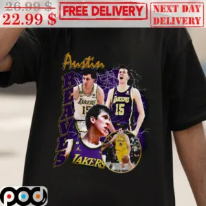 Austin Reaves Los Angeles Lakers NBA Player Lightning Shirt