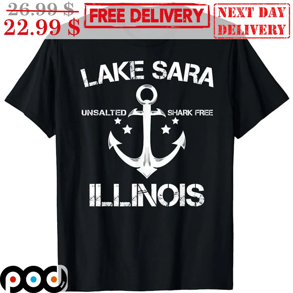 Lake Sara Unsalted Shark Free Illinois Anchor Shirt