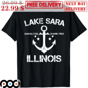 Lake Sara Unsalted Shark Free Illinois Anchor Shirt
