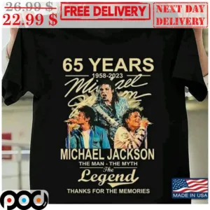 65 Years 1958-2023 Michael Jackson The Man The Myth The Legend Thank For The Memories Signature Shirt