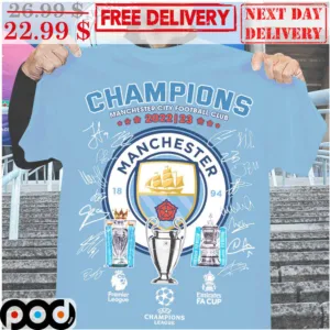 Champions Manchester City Football Club 2023 Signature Shirt