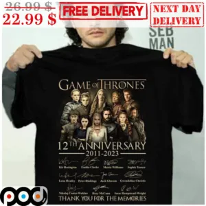 Game Of Thrones 12th Anniversary 2011-2023 Thank You For The Memories Signature Vintage Shirt