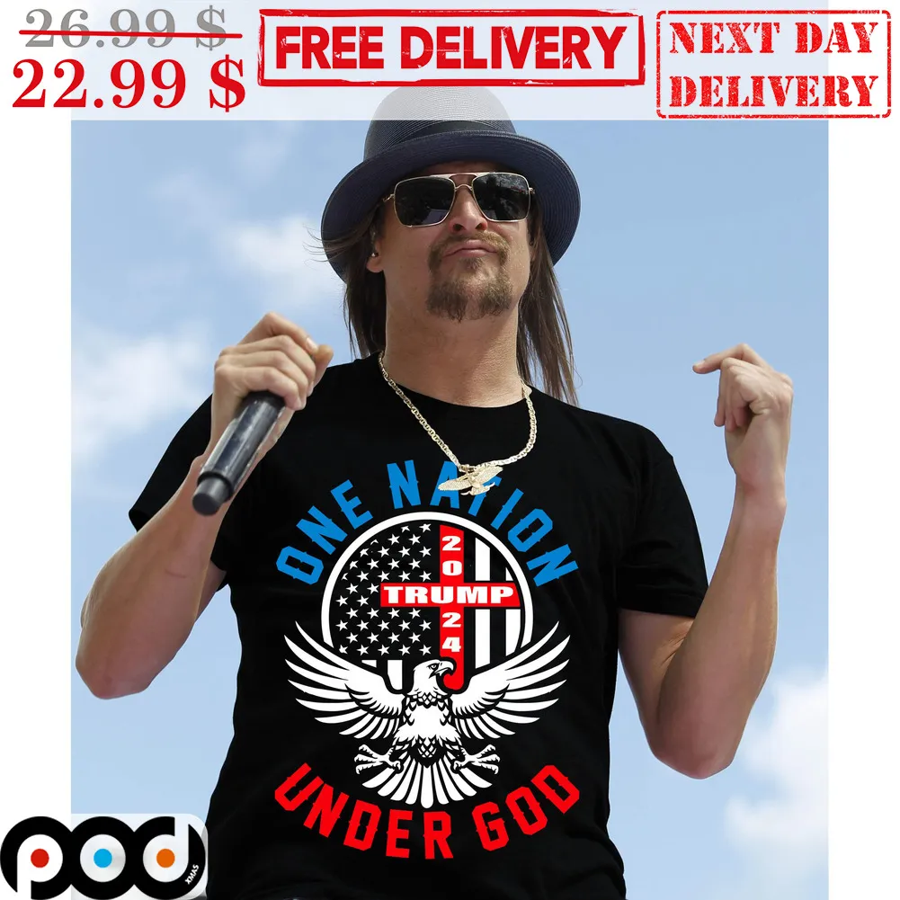 One Nation 2024 Trump Under God Eagles America Flag Vintage Shirt