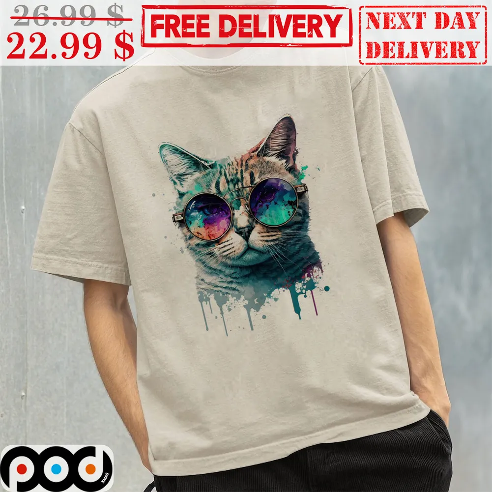 Cool Cat Wear Glasses Graphic Shirt