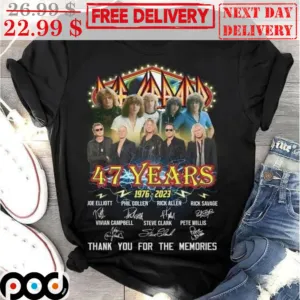 Def Leppard 47 Years Logo Band Thank You For The Memories Shirt