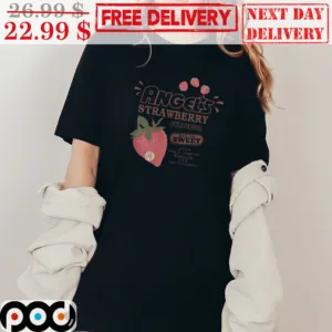 Plus Strawberry & Letter Graphic Contrast Stitch Shirt