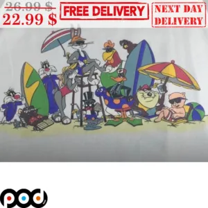Looney Tunes Cartoons Characters Beach Sence Clip On Earrings With Sand Shirt