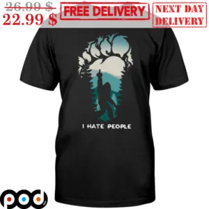 Big Foot I Hate People Vintage Shirt