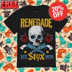 Skull Rose Gun Renegade EST Styx 1978 Vintage Shirt