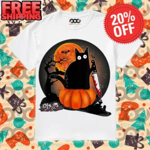 Trick Or Treat Black Cat Killer Halloween Night Shirt