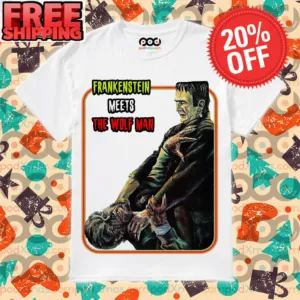 Frankenstein Meets the Wolf Man Halloween Graphic Shirt