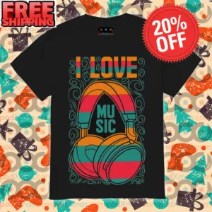 I Love Music Headphone Vintage Shirt