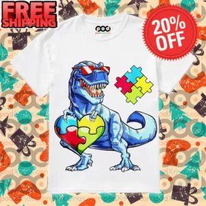 T Rex Back To School Heart Puzzle Shirt