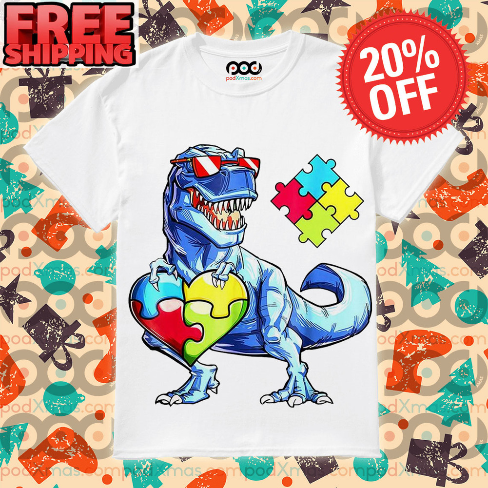 T Rex Back To School Heart Puzzle Shirt