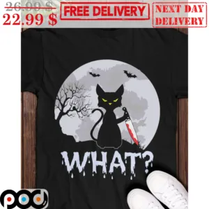 Black Cat Killer What Moon Night Halloween Shirt