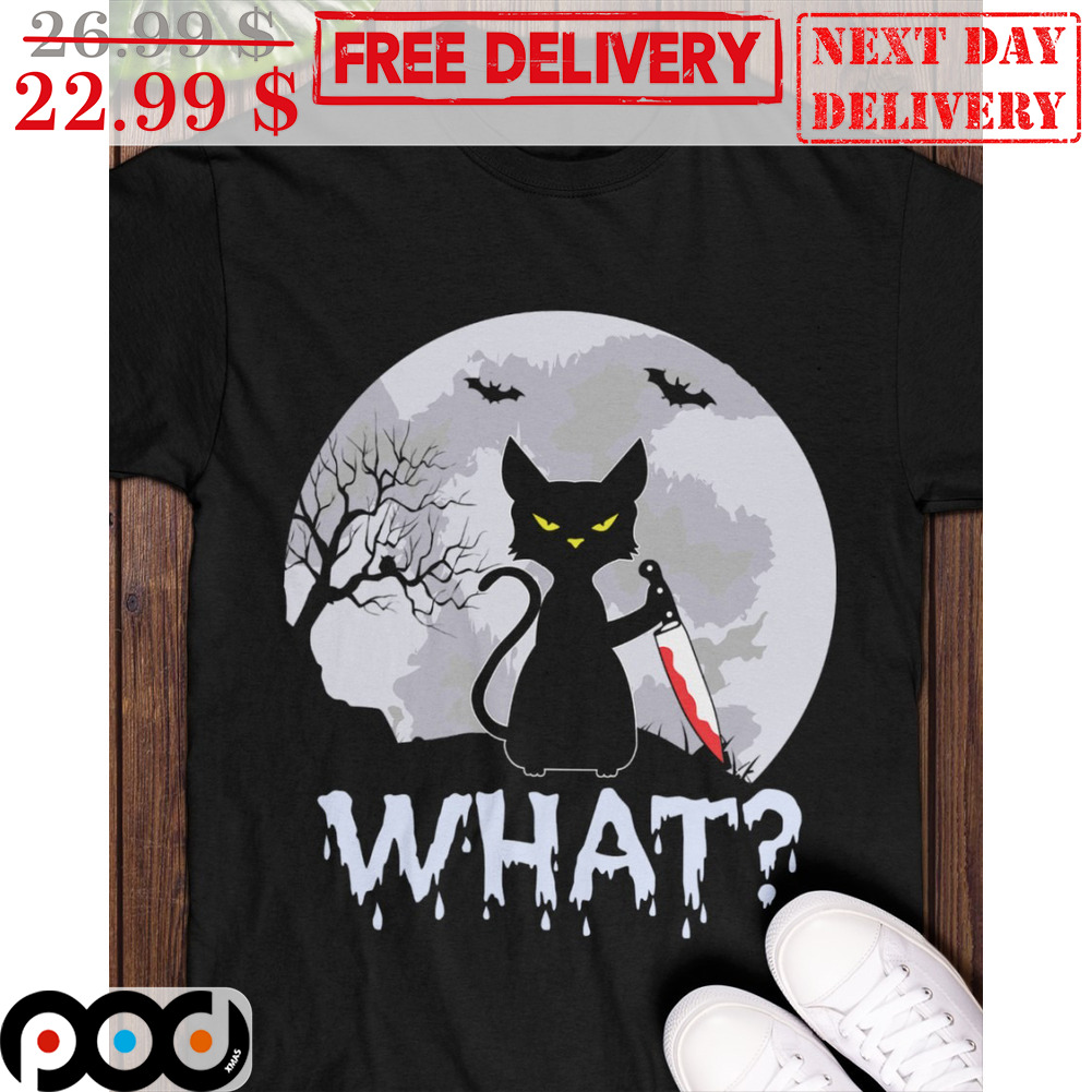 Black Cat Killer What Moon Night Halloween Shirt