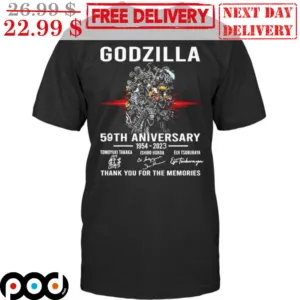 Godzilla 59th Aniversary 1954 2023 Thank You For The Memories Signature Vintage Shirt