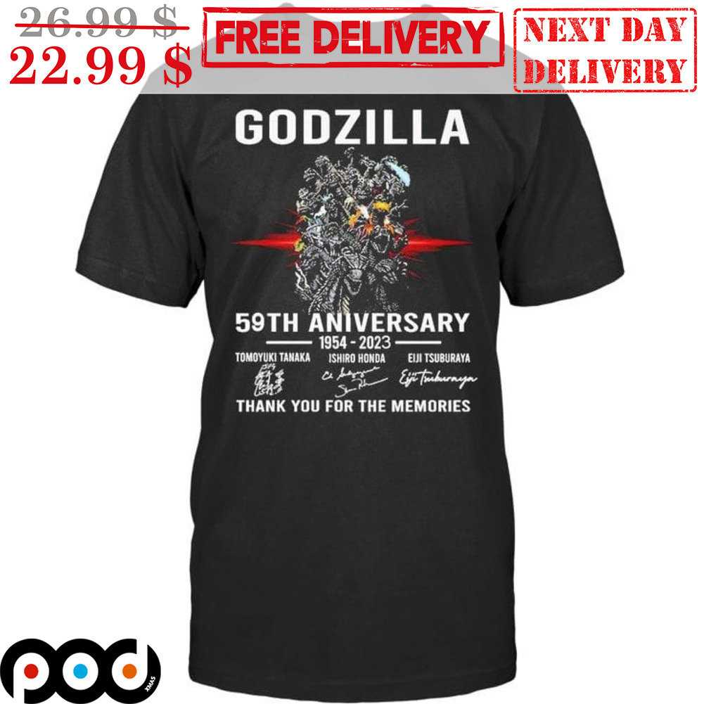 Godzilla 59th Aniversary 1954 2023 Thank You For The Memories Signature Vintage Shirt