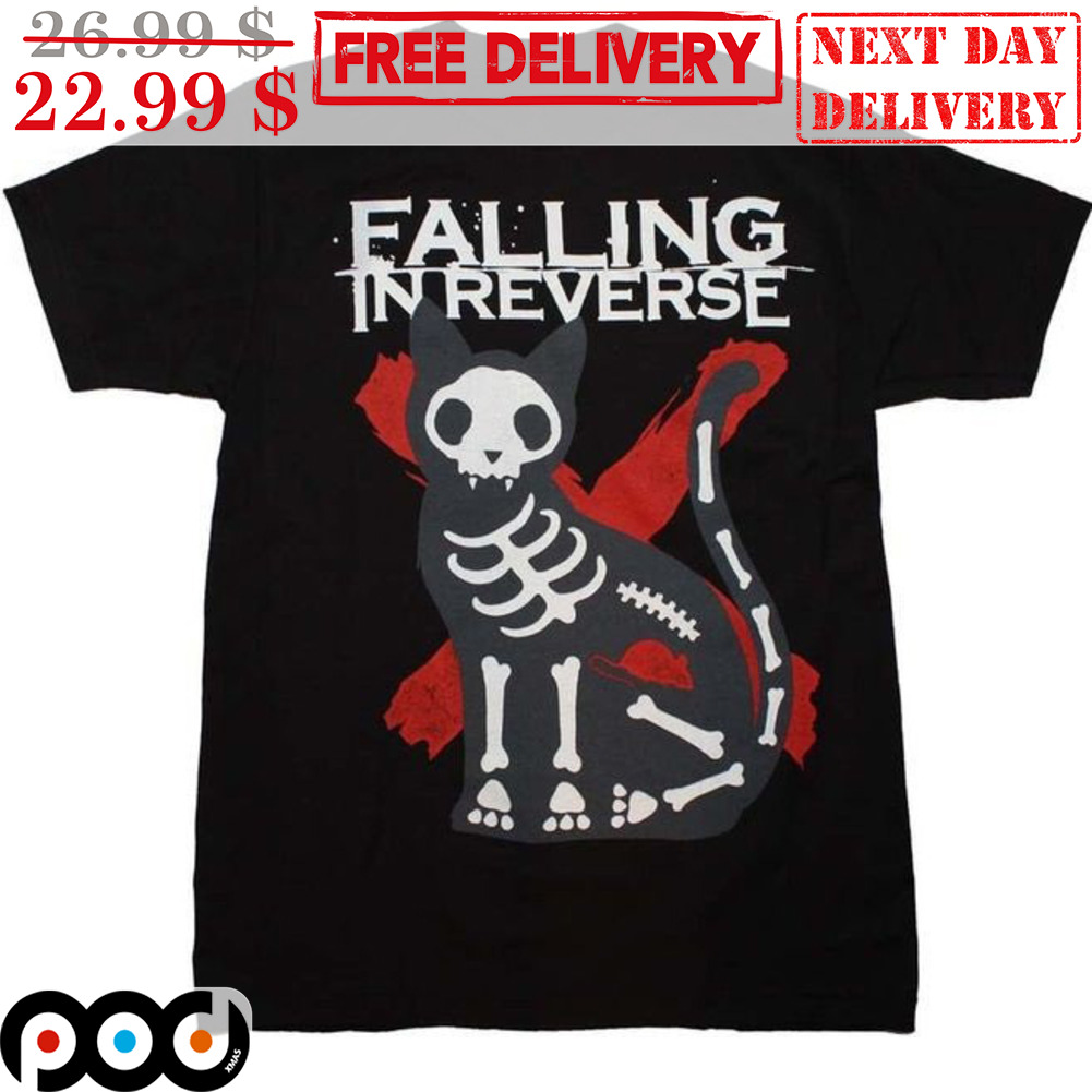 Skeleton Cat Falling In Reverse Band Shirt