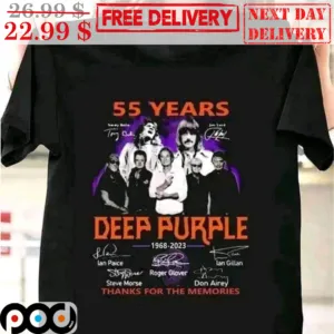 55 Years Deep Purple 1968 2023 Thanks For The Memories Signature Shirt
