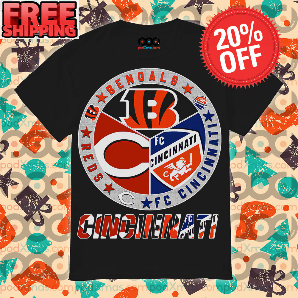 Cincinnati Circle Logo Sport Teams Bengals Reds Unisex Tshirt