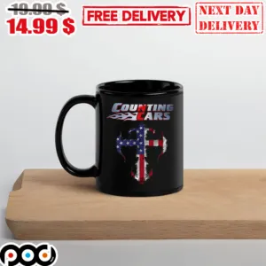 American Flag Cross Counting Cars Mug
