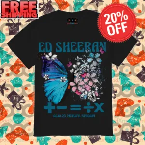 Ed Sheeran Math Tour 06 10 23 Medium Stadium Butterfly Flower Shirt