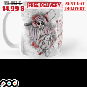 Horror Creepy Porcelain Doll Halloween Ring-A-Ring O' Roses A Pocket Full Of Posie A Tissue A Tissue Mug