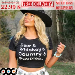 Beer & Whiskey & Country & Puppies Shirt