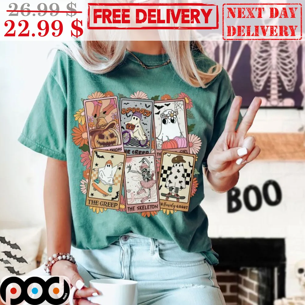 Halloween Ghost Tarrot Card The Creep The Skeleton Vintage Shirt