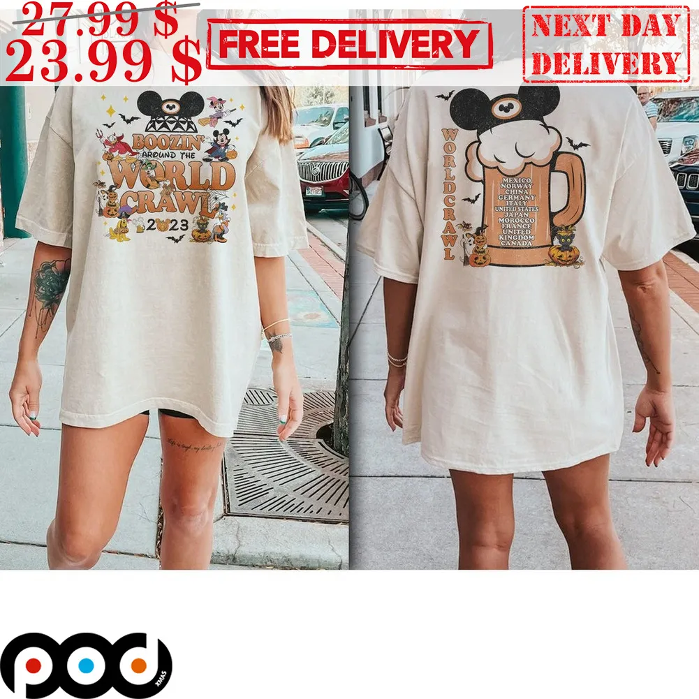 Mickey Mouse Boozin Around The World Crawl 2023 Beer Cup Shirt