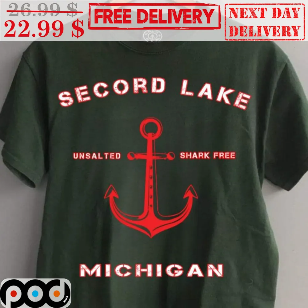 Anchor Secord Lake Unsalted Shark Free Michigan Vintage Shirt