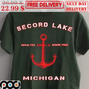 Anchor Secord Lake Unsalted Shark Free Michigan Vintage Shirt