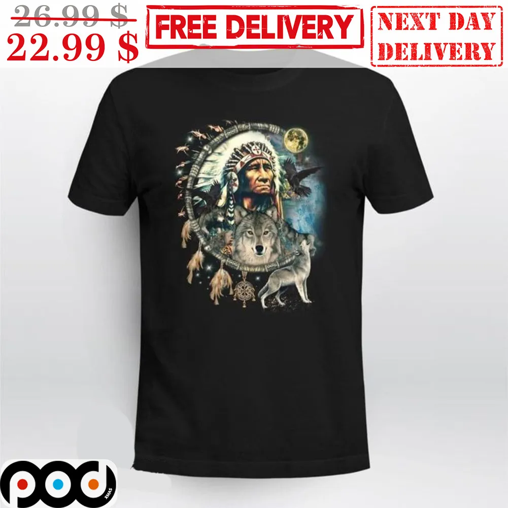 Native Chief Wolves American Vintage Shirt