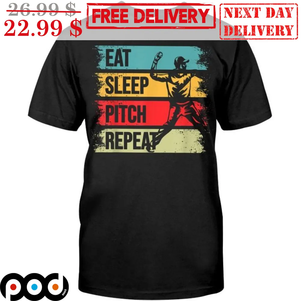 Eat Sleep Pitch Repeat Baseball Pitcher Vintage Shirt