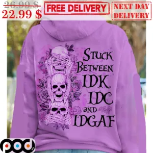 Skull Stuck Between IDK IDC And IDGAF Shirt