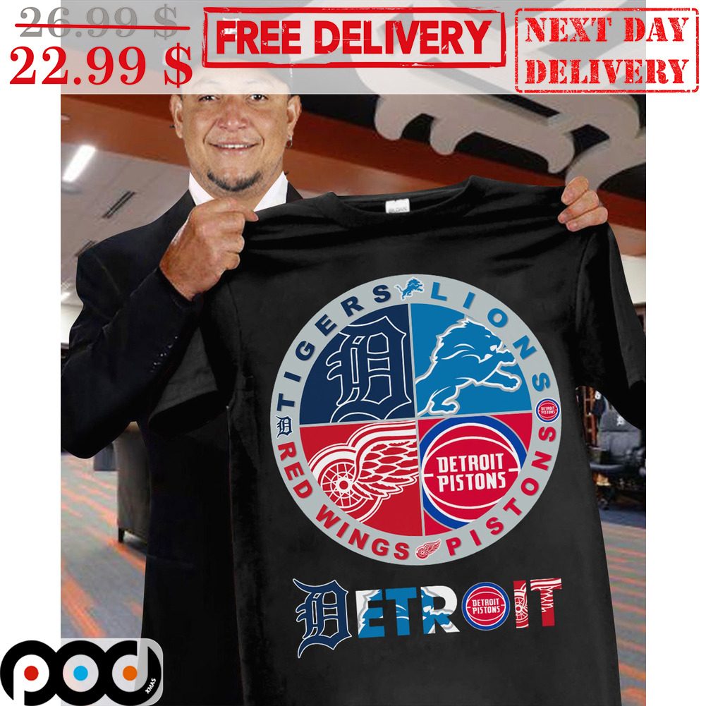 Detroit t-Shirt - Detroit Wings - Red Detroit Shirt for  