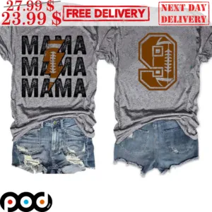 Football Mama Lightning 9 Custom Number Vintage Shirt
