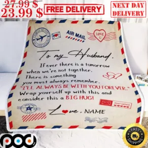 Air Mail Love U To My Husband Anniversary Day Custom Name Blanket