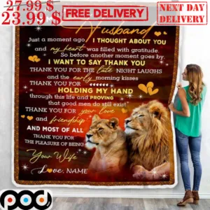 Couple Lion To My Husband Just A Moment Ago Love Custom Name Blanket
