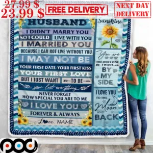 Sunflower You Are My Sunshine To My Husband Custom Name Blanket