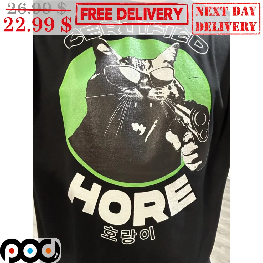 Cat Cool Gun Certified Hore Shirt